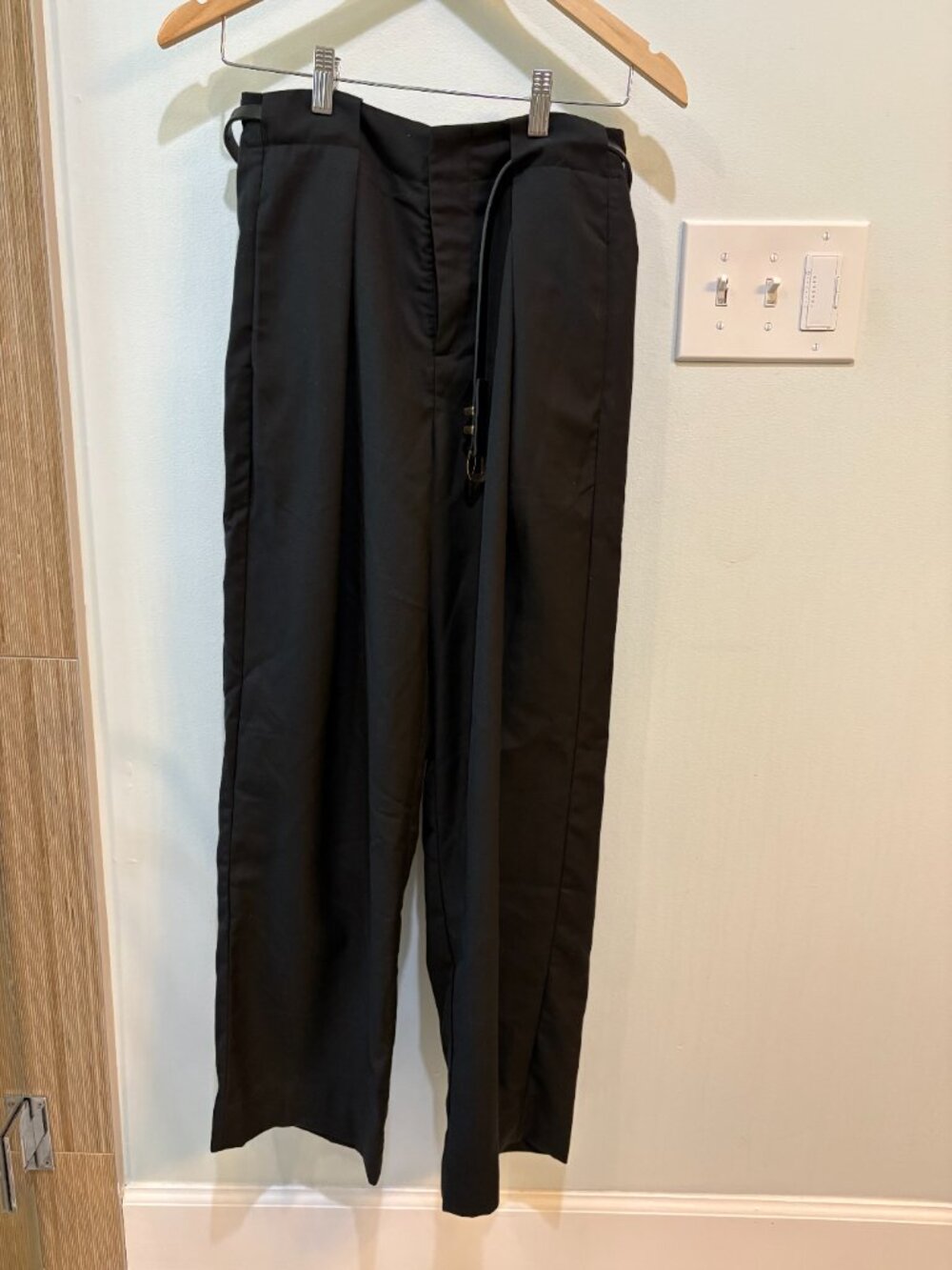 Commense Plain Pockets Straight Pants Black Size M